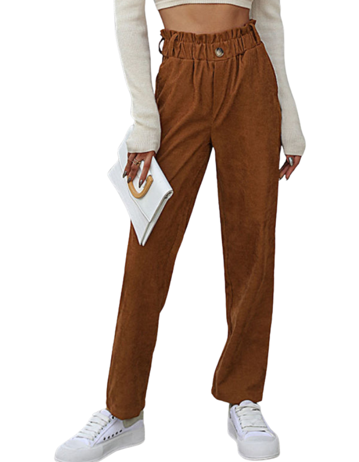 SHOPIQAT New Casual Elastic Nine-Point Corduroy Straight Pants - Premium from shopiqat - Just $9.800! Shop now at shopiqat